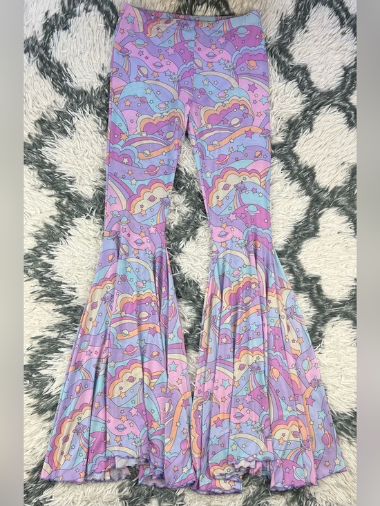 Dolls Kill Pants - Dolls Kill Sugar Thrillz Women’s Purple Groovy Galaxy Mesh Flares Pants Size M
